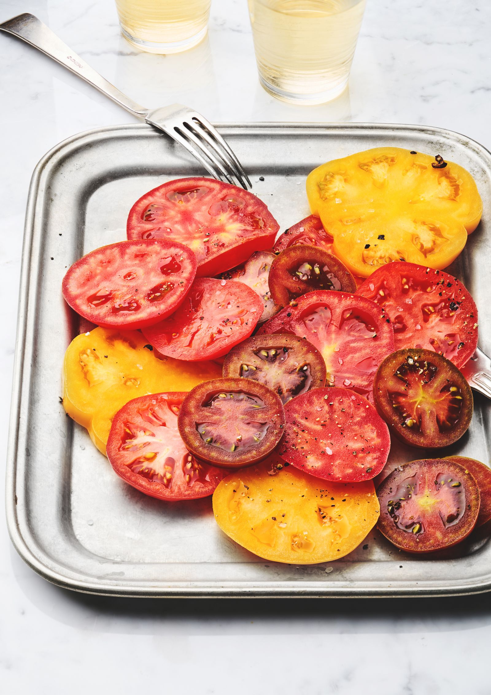 Heirloom tomatoes with sea salt